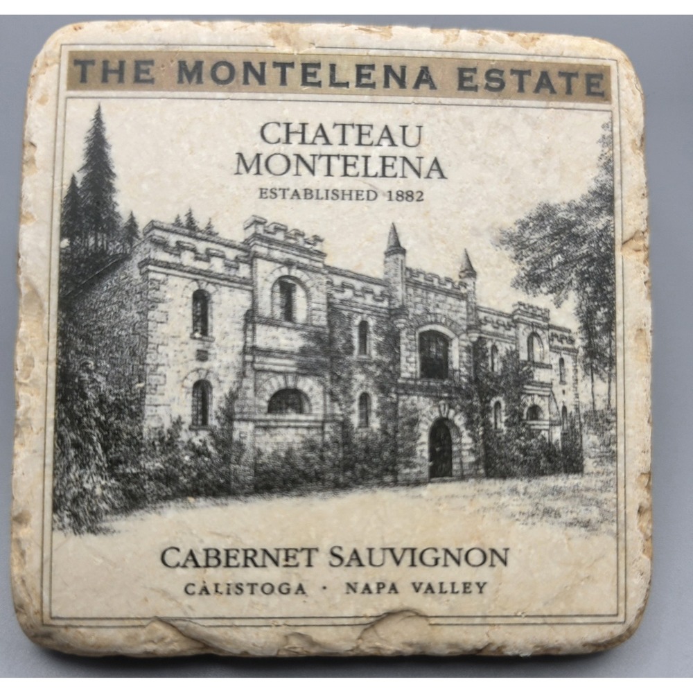 Chateau Montelena Estate Cabernet Sauvignon Tumbled Marble Coaster Napa Valley